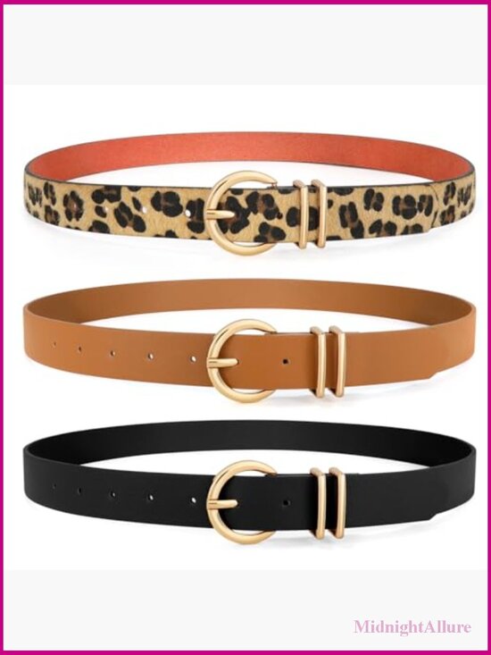 Faux Leather Belt with Gold Buckle for Jeans and Dresses main image 7